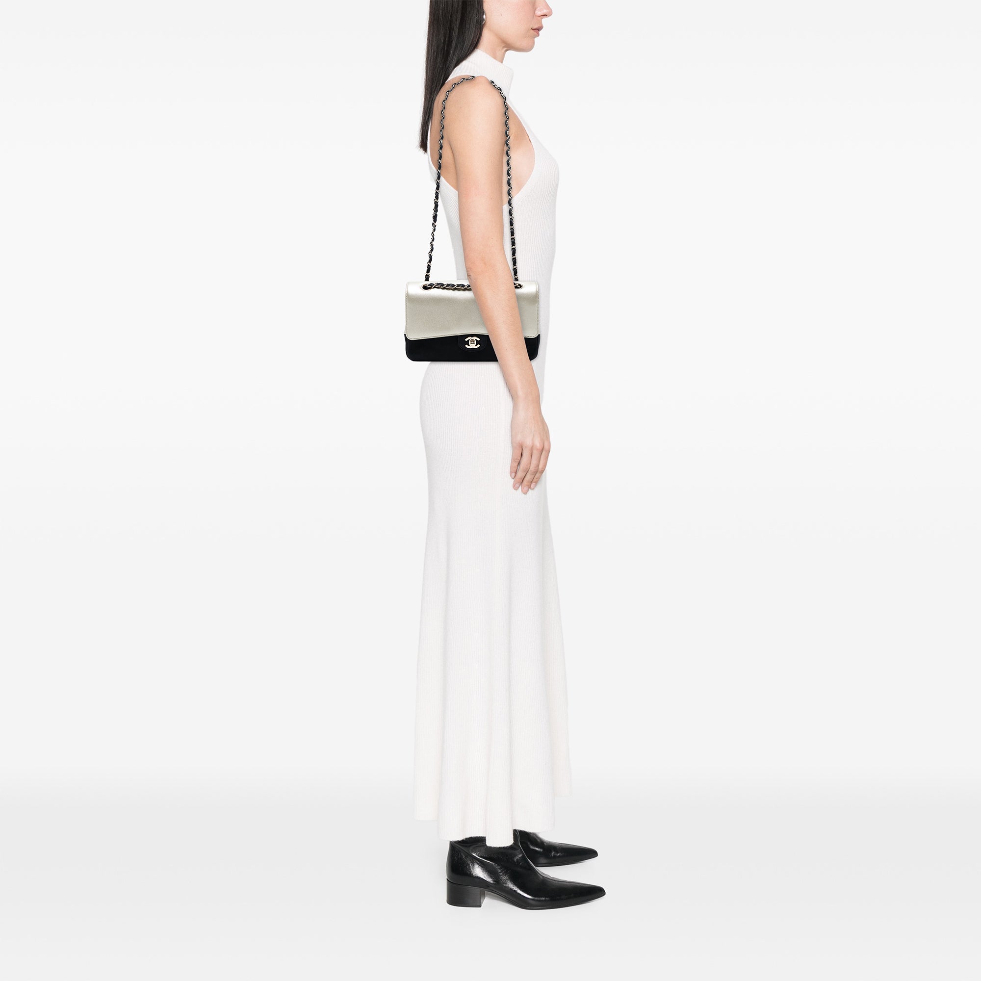 Medium Classic Bicolor Caviar Double Flap