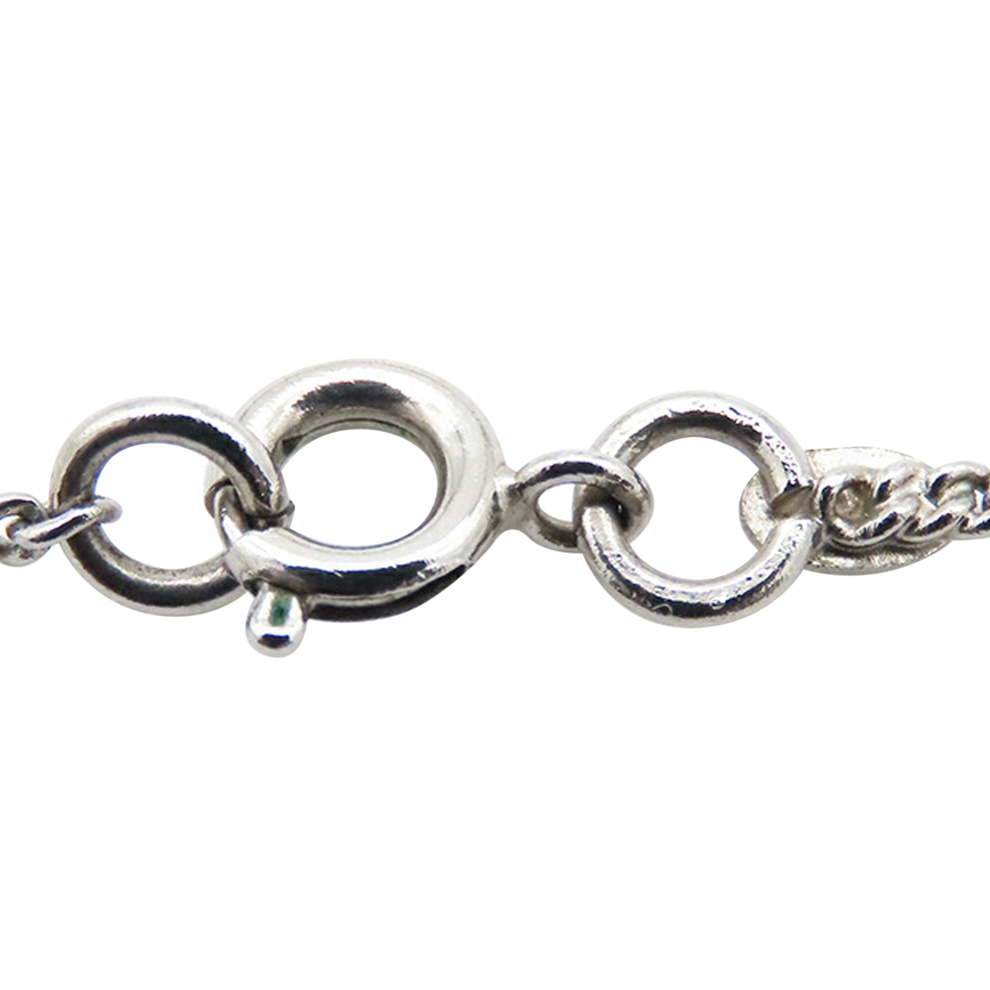 CC Silver Plated Enamel Heart and Clover Charm Pendant Necklace