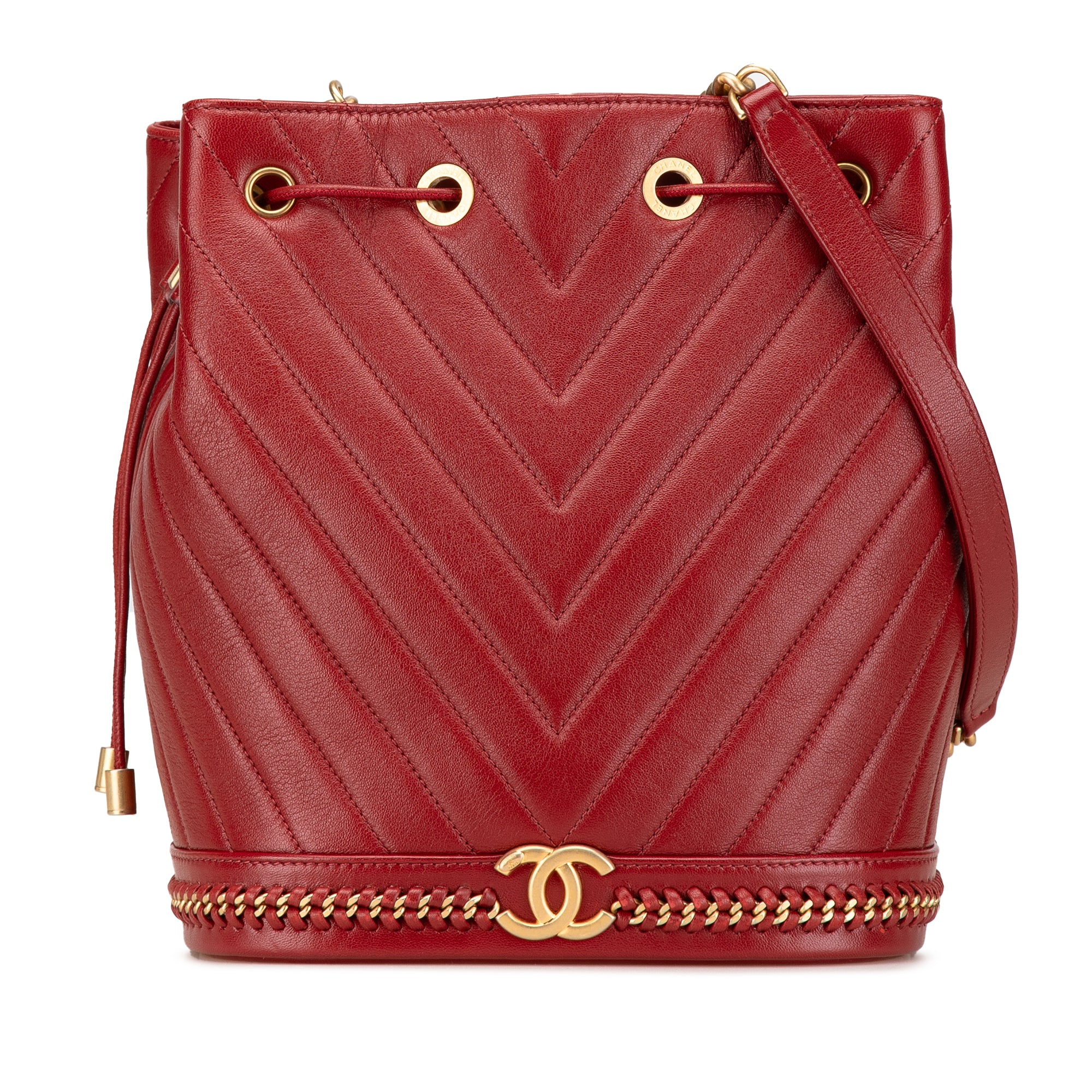 Paris Cosmopolite Medium Chevron Lambskin Bucket Bag