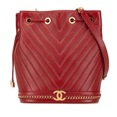 Paris Cosmopolite Medium Chevron Lambskin Bucket Bag