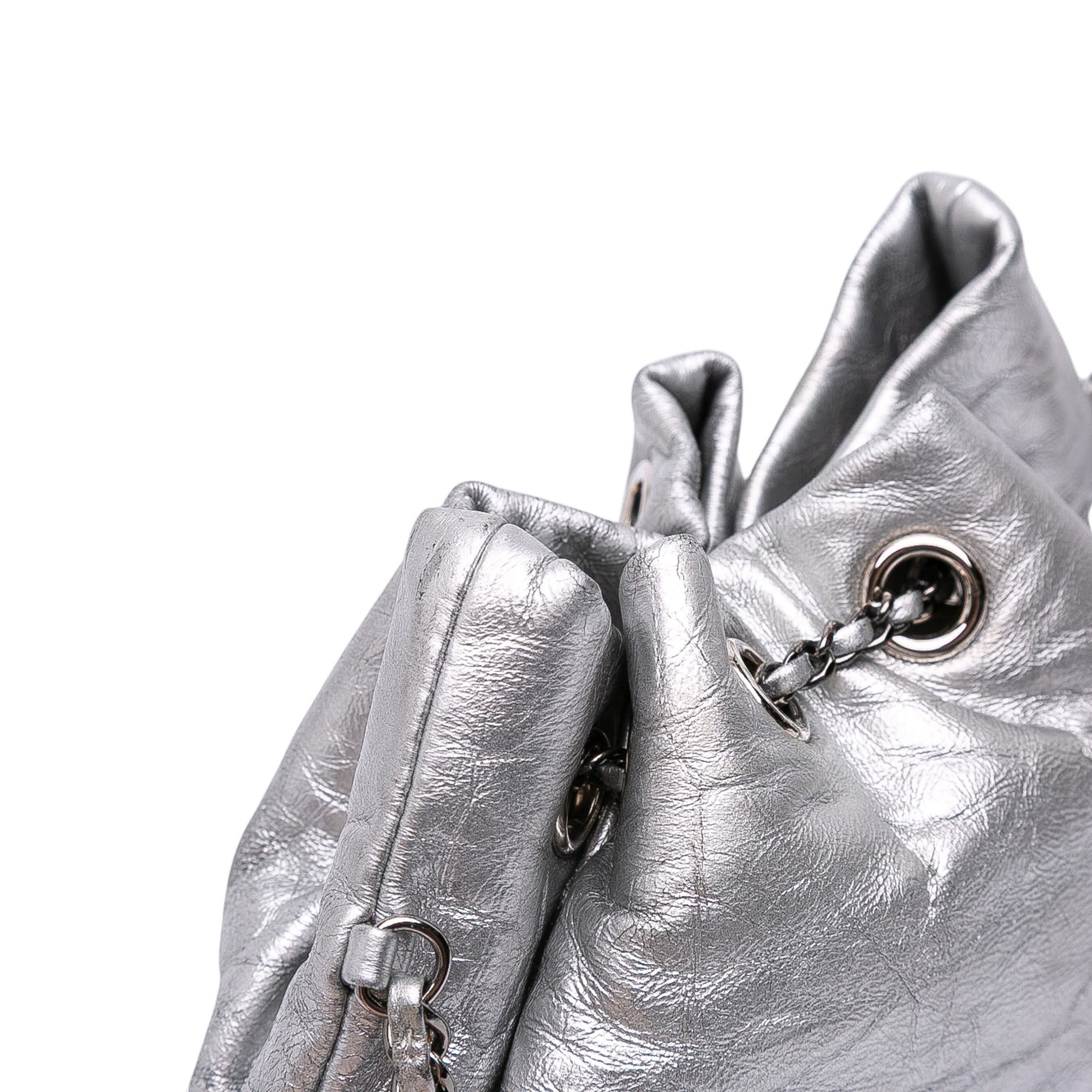 Small Quilted Metallic Aged Calfskin Gabrielle Bucket Bag