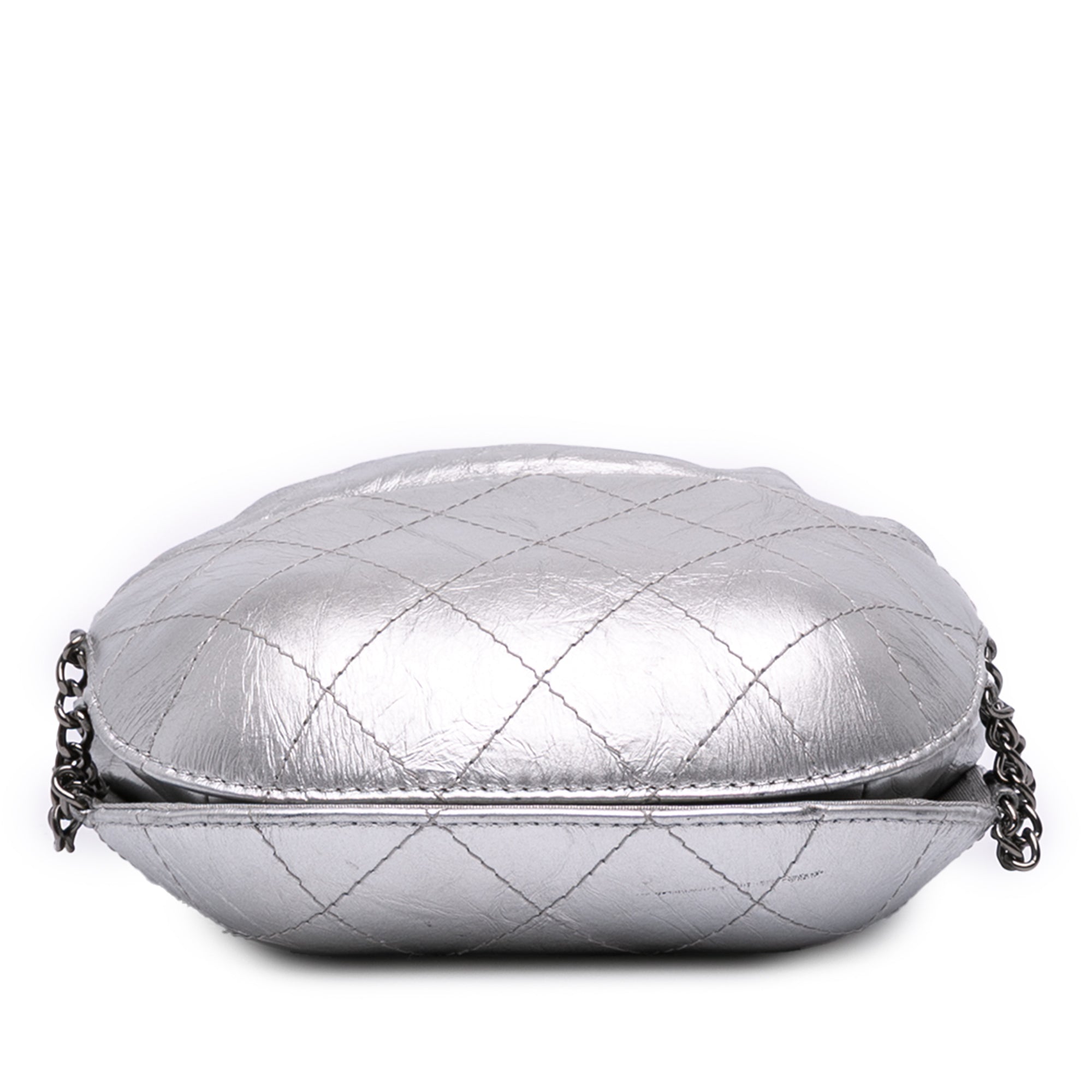 Small Quilted Metallic Aged Calfskin Gabrielle Bucket Bag