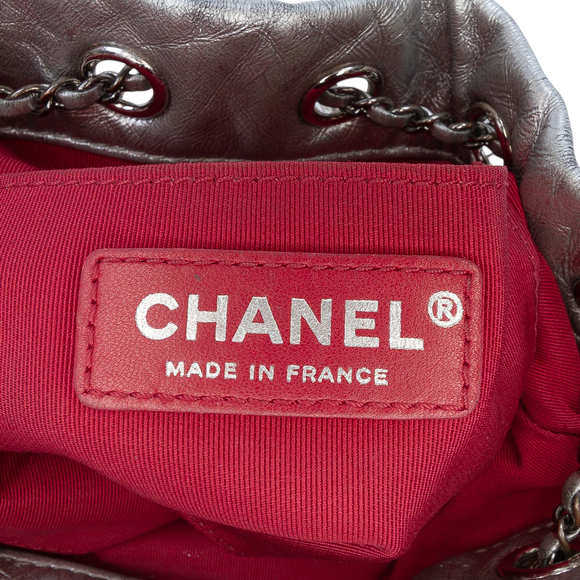 Small Quilted Metallic Aged Calfskin Gabrielle Bucket Bag