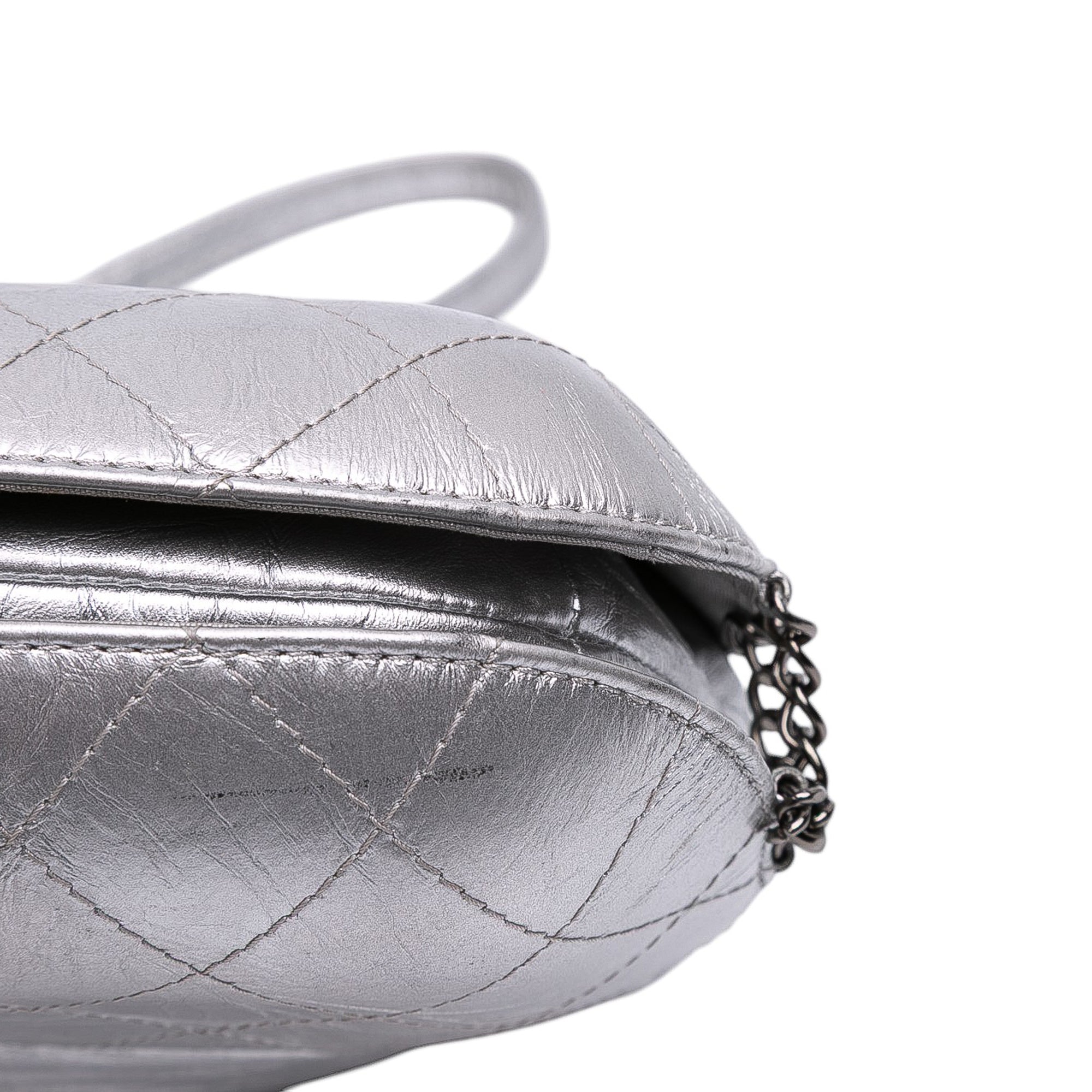 Small Quilted Metallic Aged Calfskin Gabrielle Bucket Bag