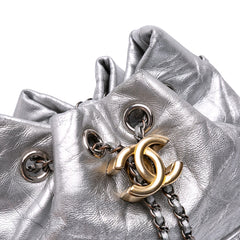 Small Quilted Metallic Aged Calfskin Gabrielle Bucket Bag