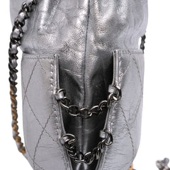 Small Quilted Metallic Aged Calfskin Gabrielle Bucket Bag