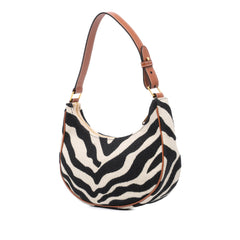 Zebra Print Canvas Ava Shoulder Bag
