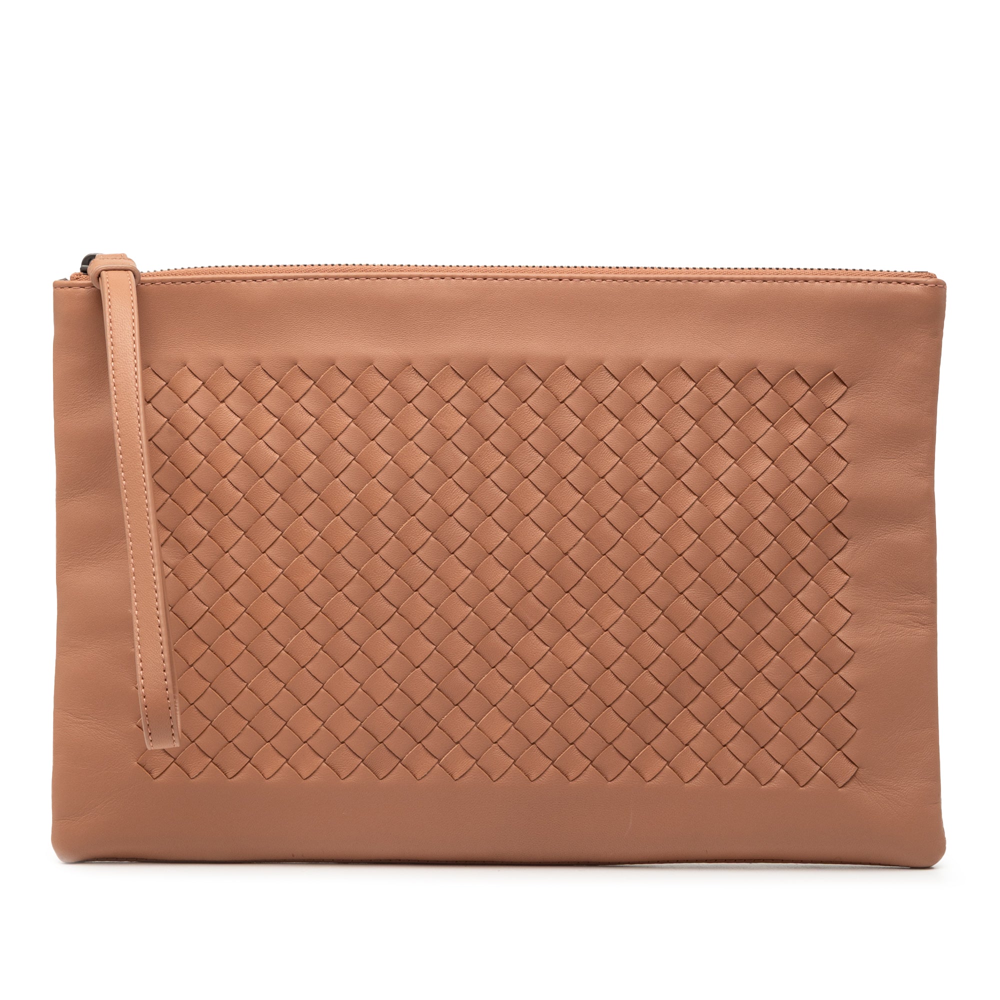 Nappa Intrecciato Zip Wristlet Pouch
