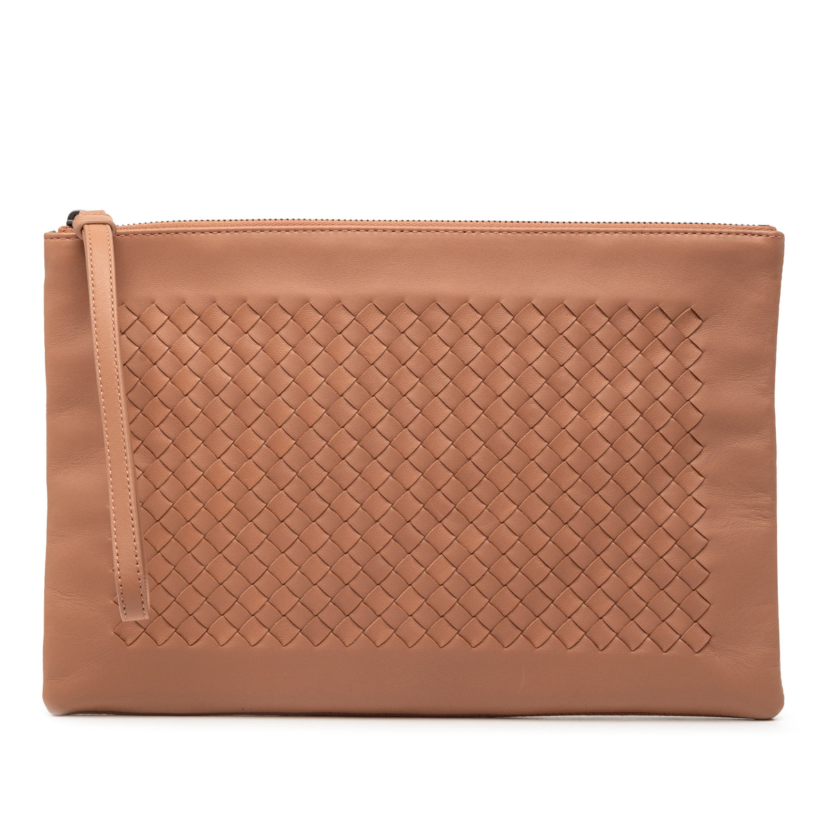 Nappa Intrecciato Zip Wristlet Pouch