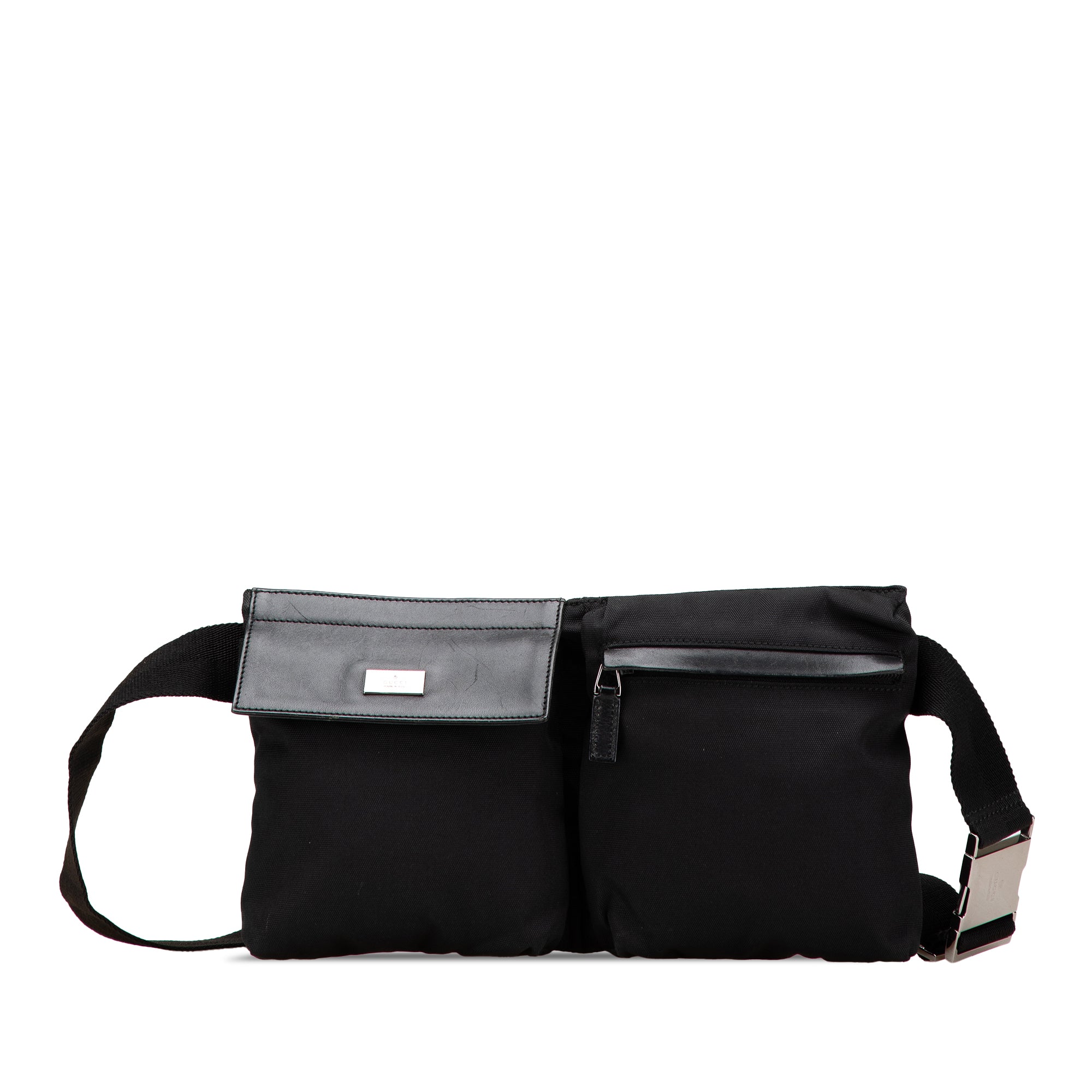 Nylon Double Pocket Belt Bag