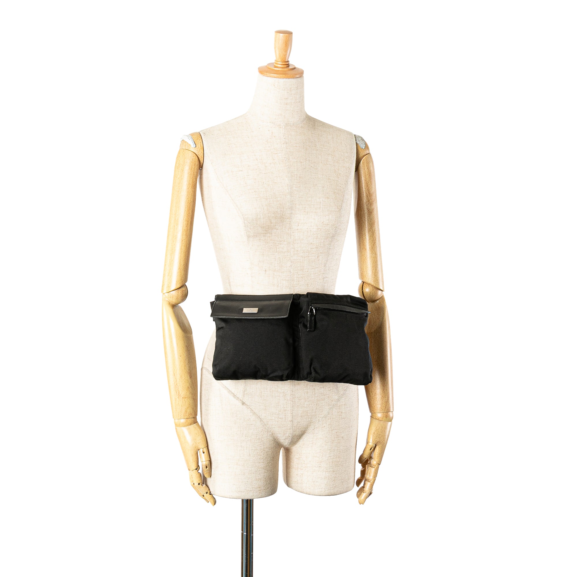 Nylon Double Pocket Belt Bag