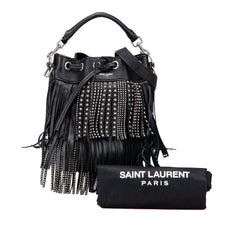 Small Studded Calfskin Emmanuelle Fringe Bucket Bag