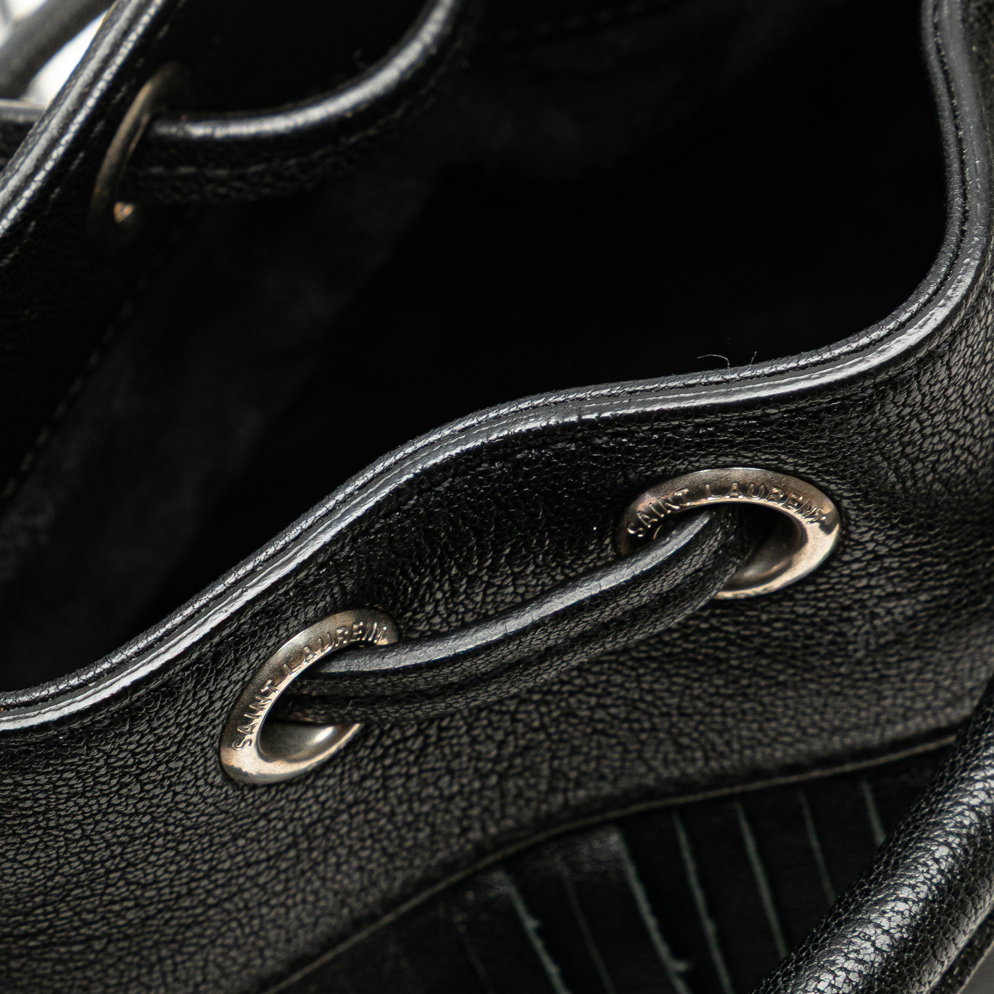 Small Studded Calfskin Emmanuelle Fringe Bucket Bag