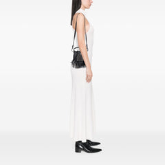 Small Studded Calfskin Emmanuelle Fringe Bucket Bag