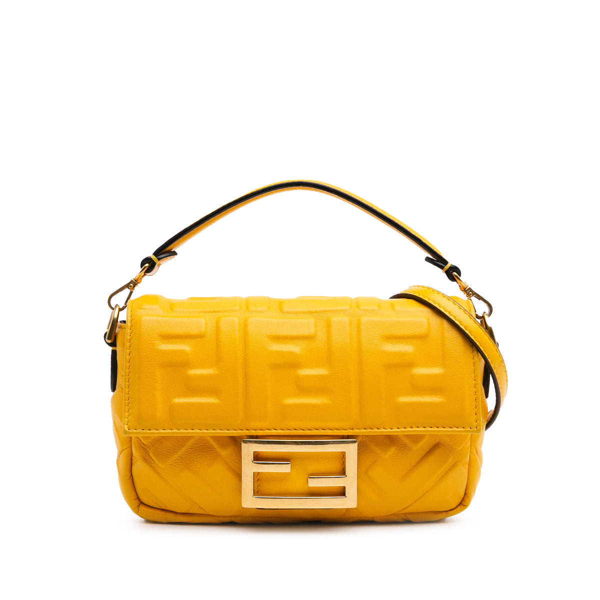 Mini Zucca Embossed Leather Baguette Satchel