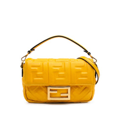 Mini Zucca Embossed Leather Baguette Satchel