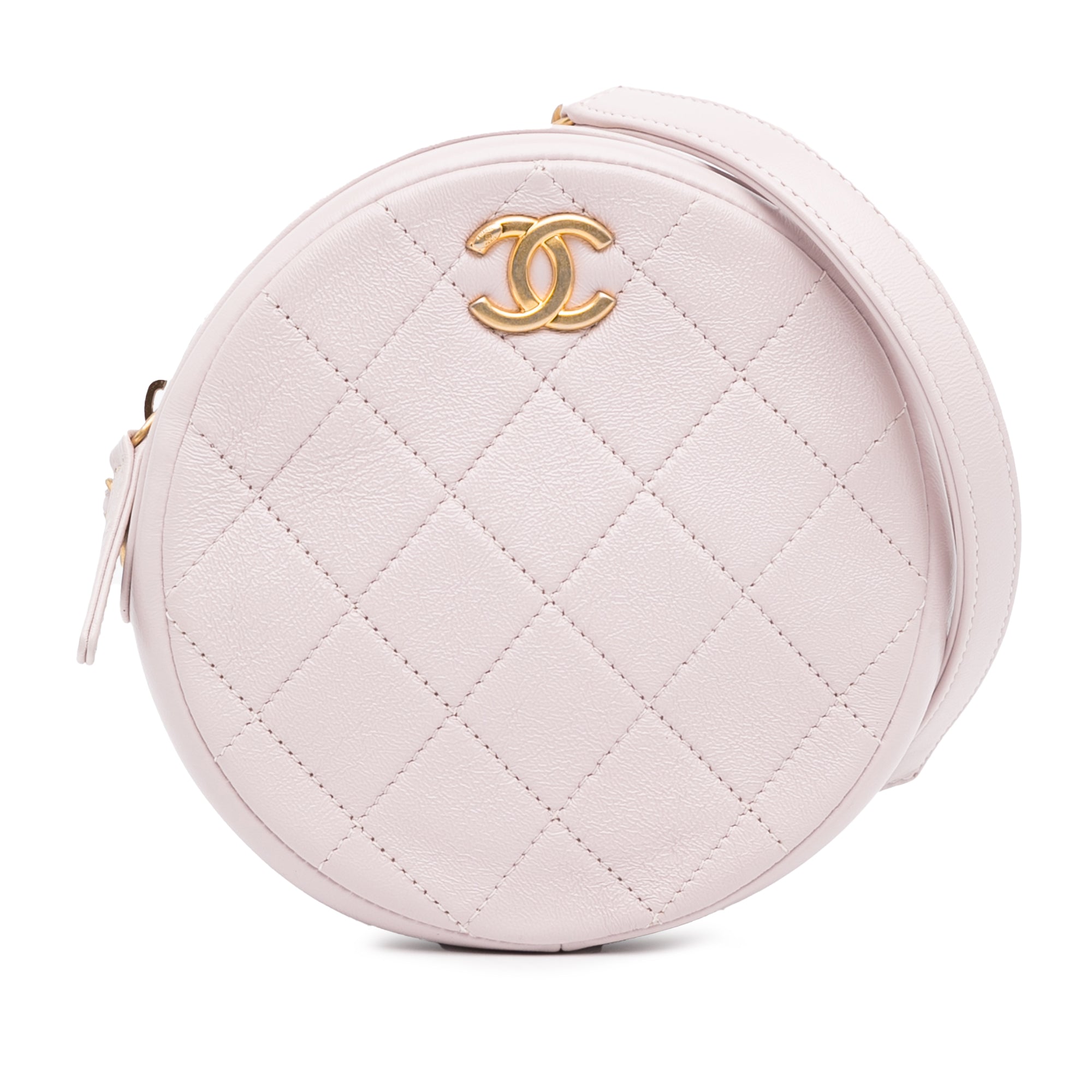 Quilted Patent Round Clutch with Chain_0