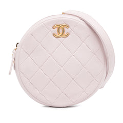 Quilted Patent Round Clutch with Chain_0