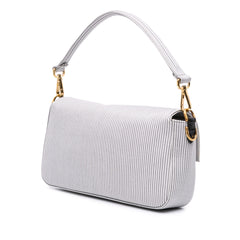 Medium Striped Canvas Baguette Satchel
