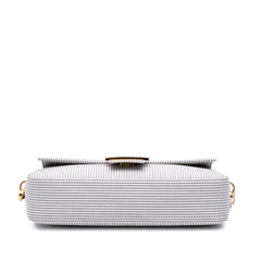 Medium Striped Canvas Baguette Satchel