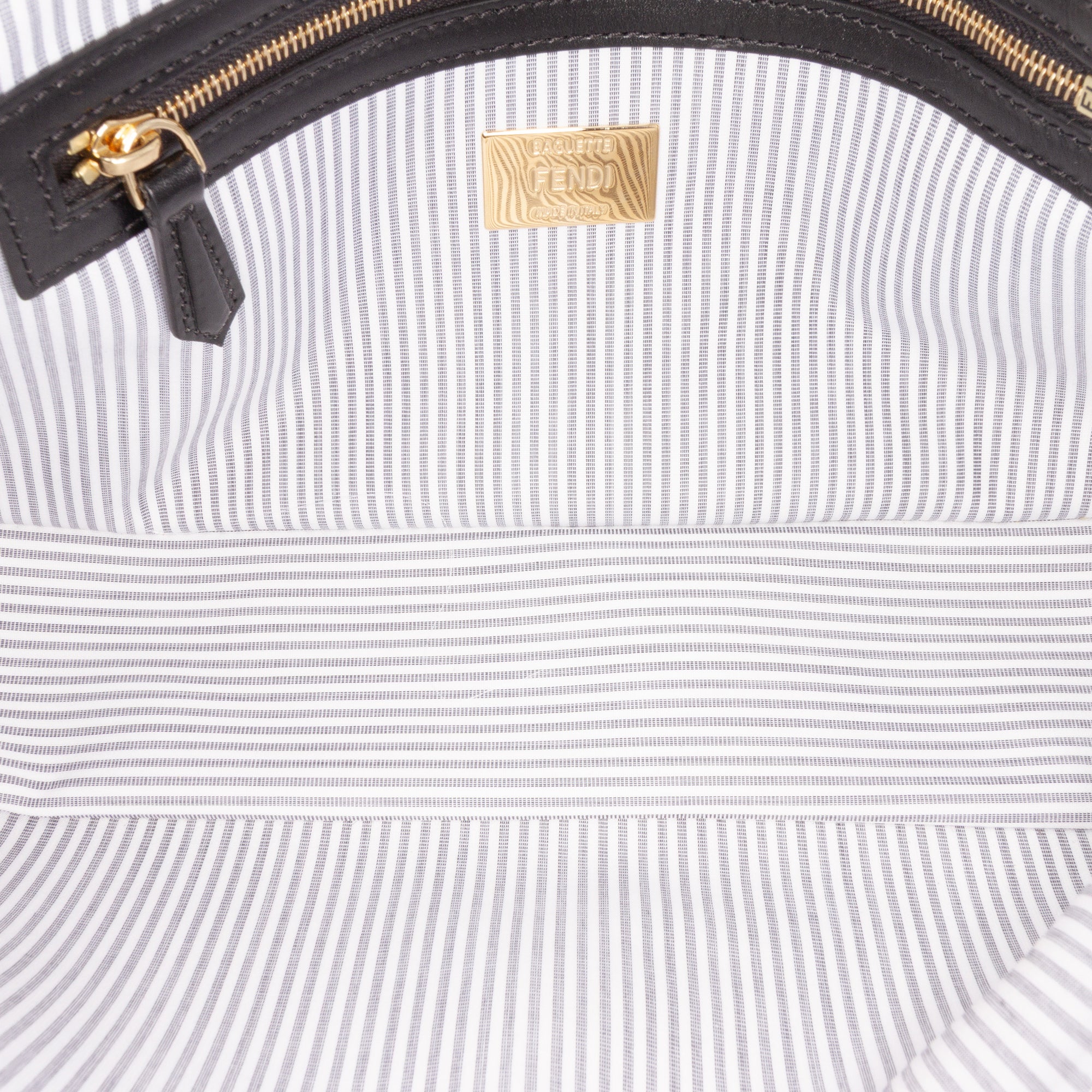 Medium Striped Canvas Baguette Satchel