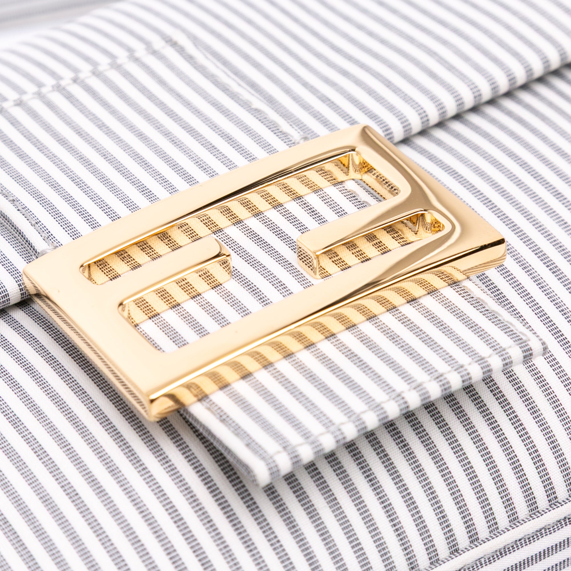 Medium Striped Canvas Baguette Satchel
