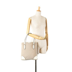 Embossed Leather-Trimmed Macadam Canvas Tote