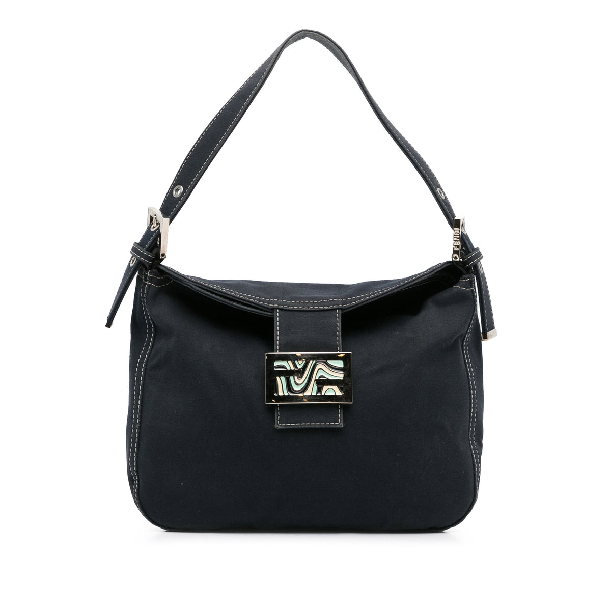 Canvas FF Marble Double Flap Shoulder Bag_0