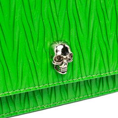 Small Pleated Calfskin Skull Crossbody