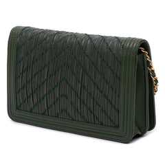 Chevron Quilted Crumpled Calfskin Boy Wallet On Chain