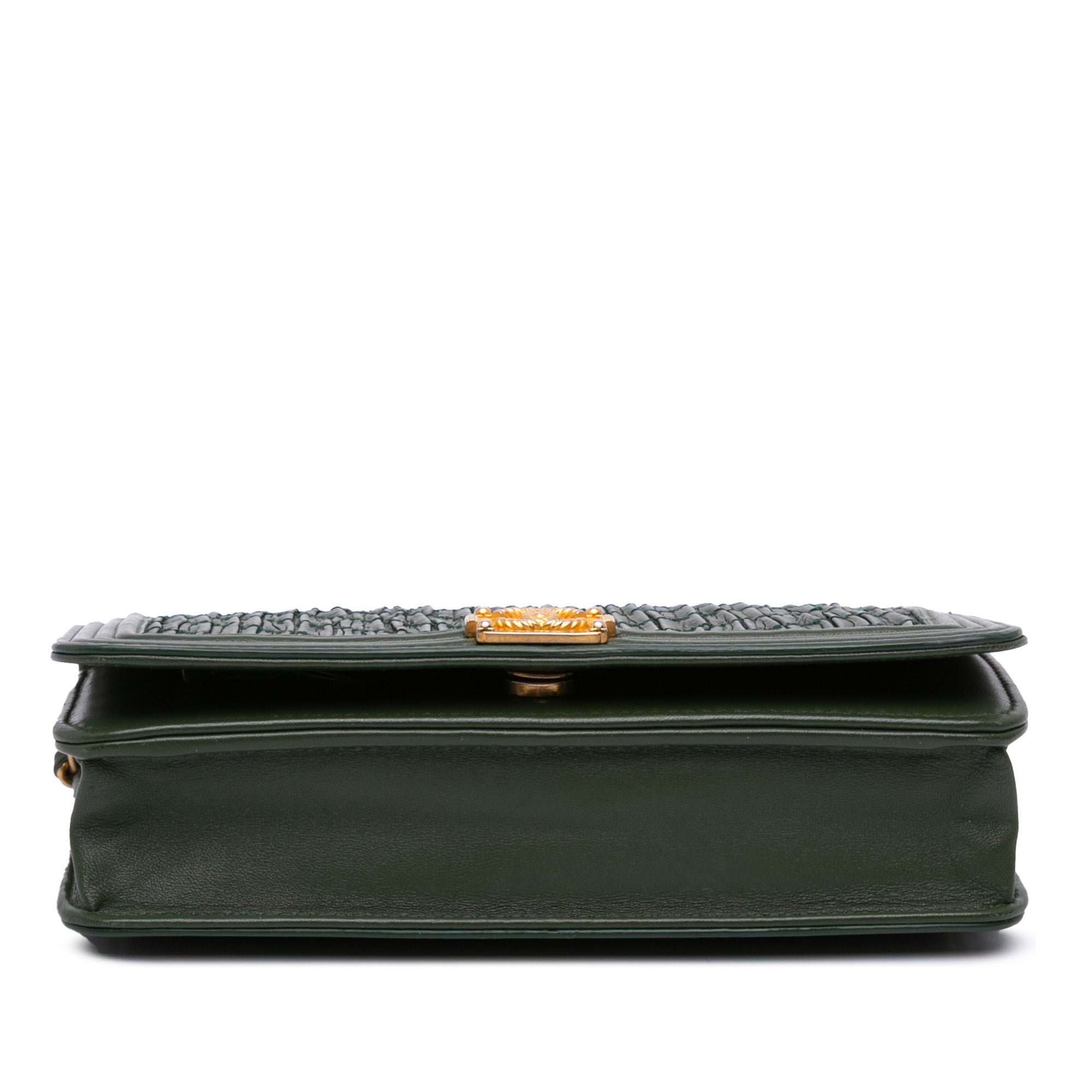 Chevron Quilted Crumpled Calfskin Boy Wallet On Chain