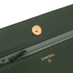 Chevron Quilted Crumpled Calfskin Boy Wallet On Chain