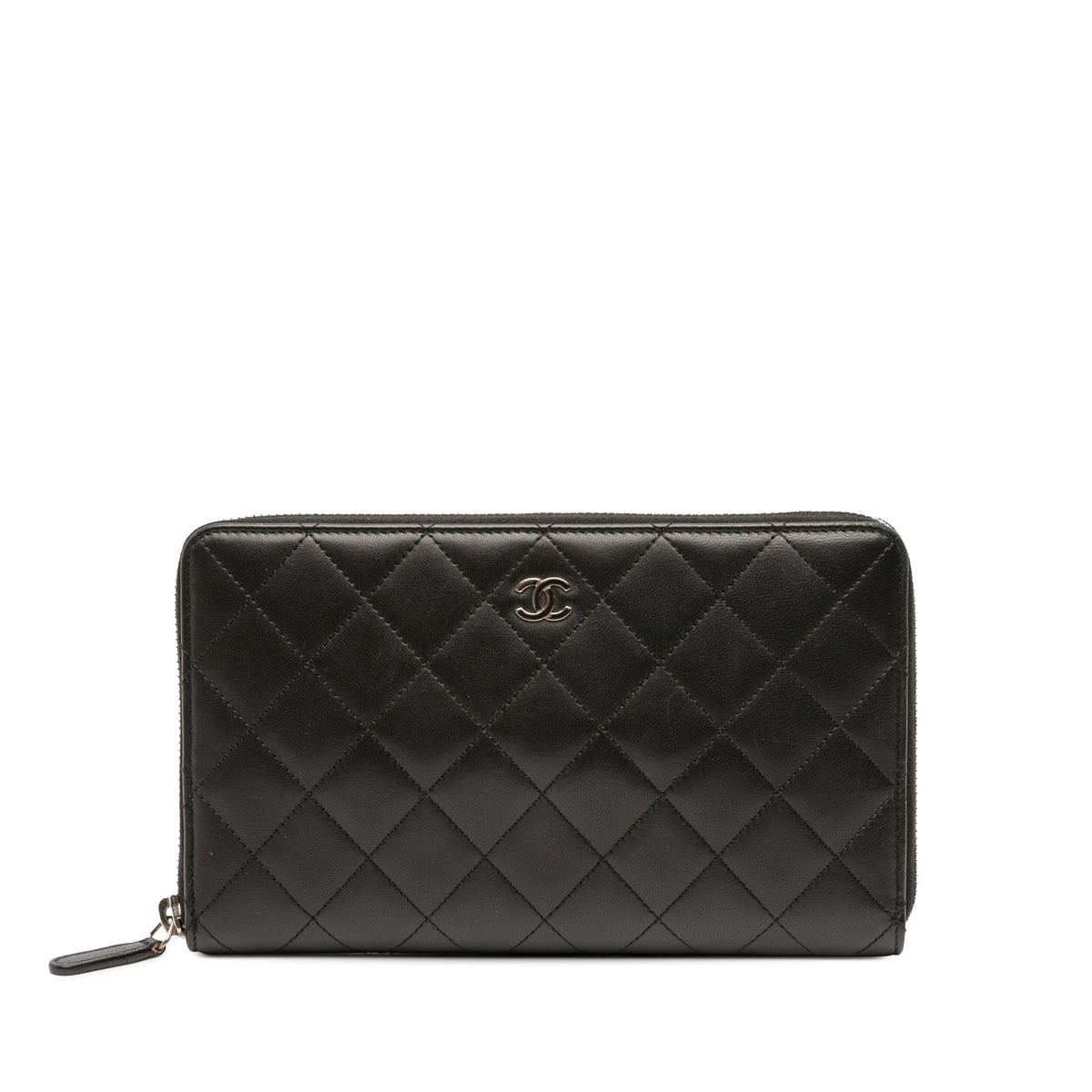 CC Quilted Lambskin Zip Around Wallet