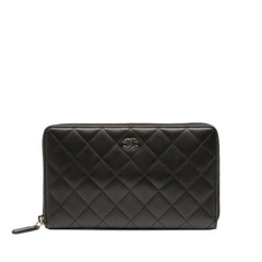 CC Quilted Lambskin Zip Around Wallet