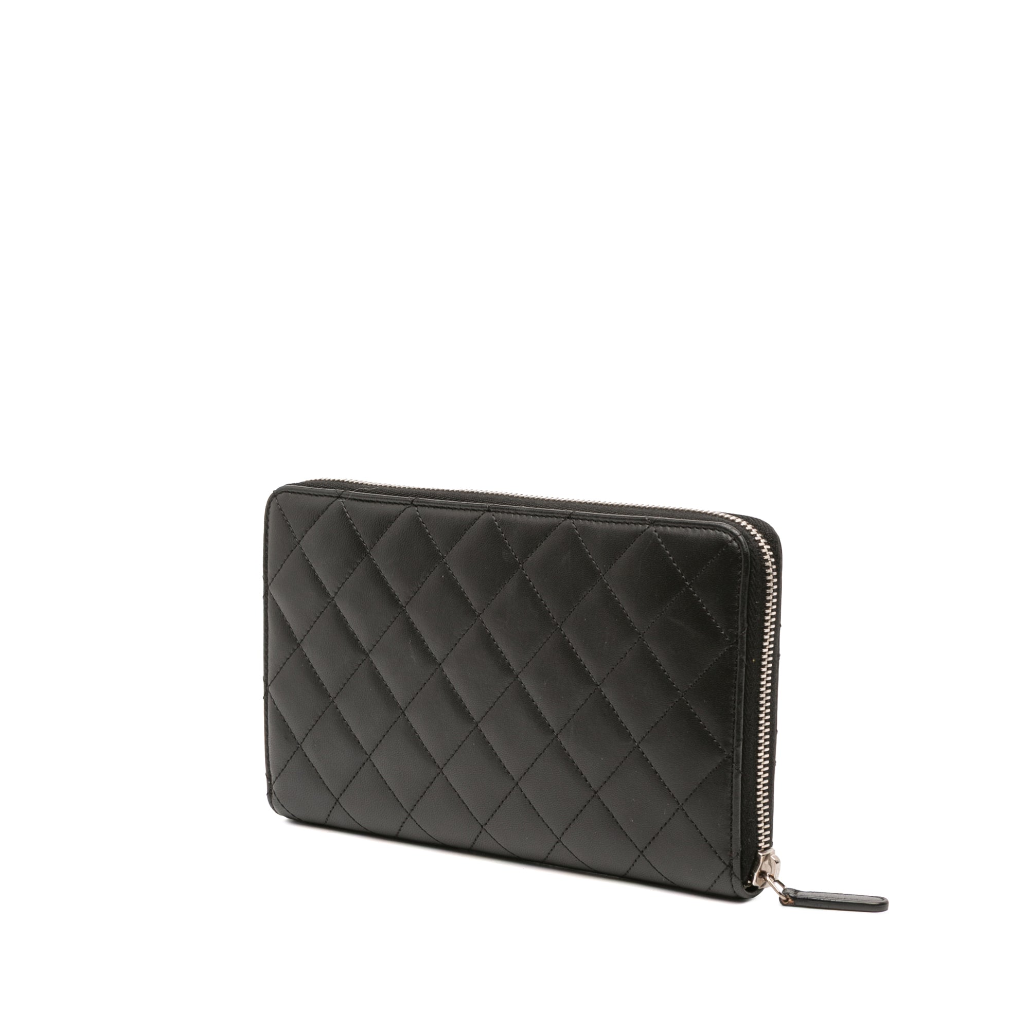CC Quilted Lambskin Zip Around Wallet
