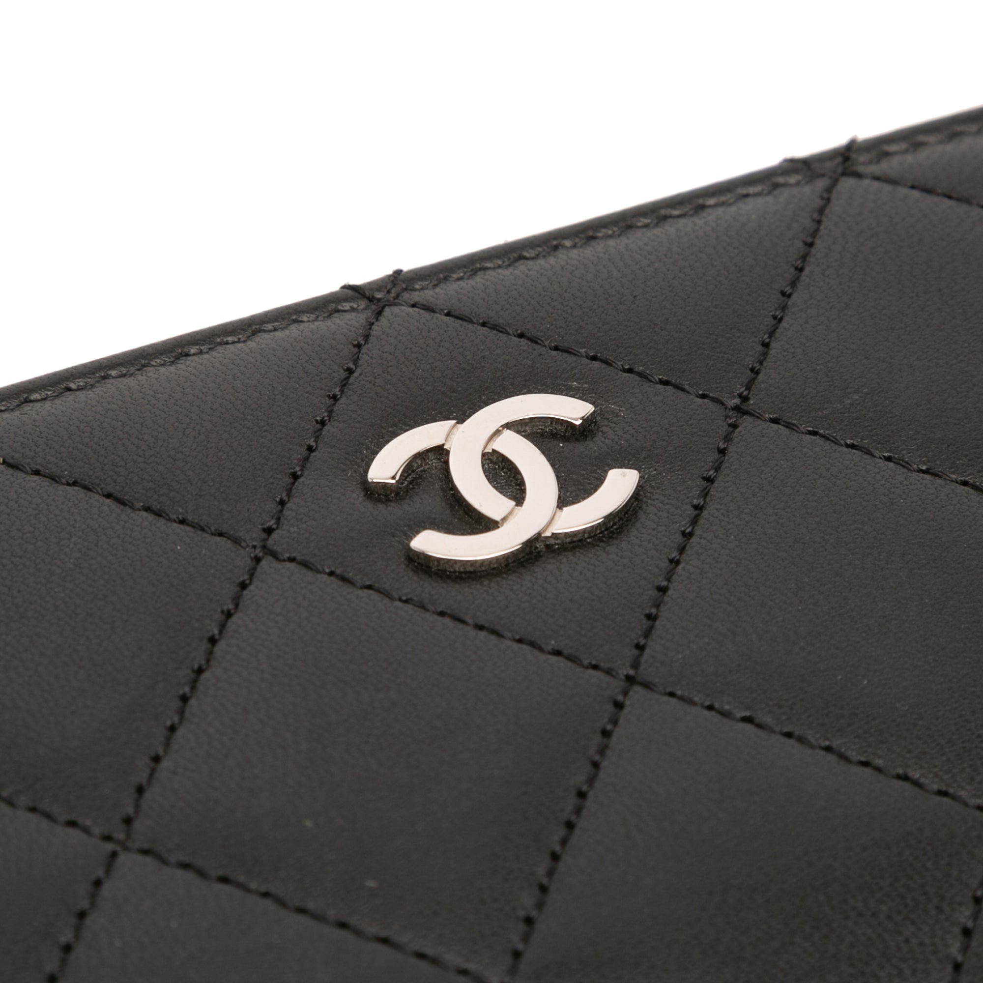 CC Quilted Lambskin Zip Around Wallet
