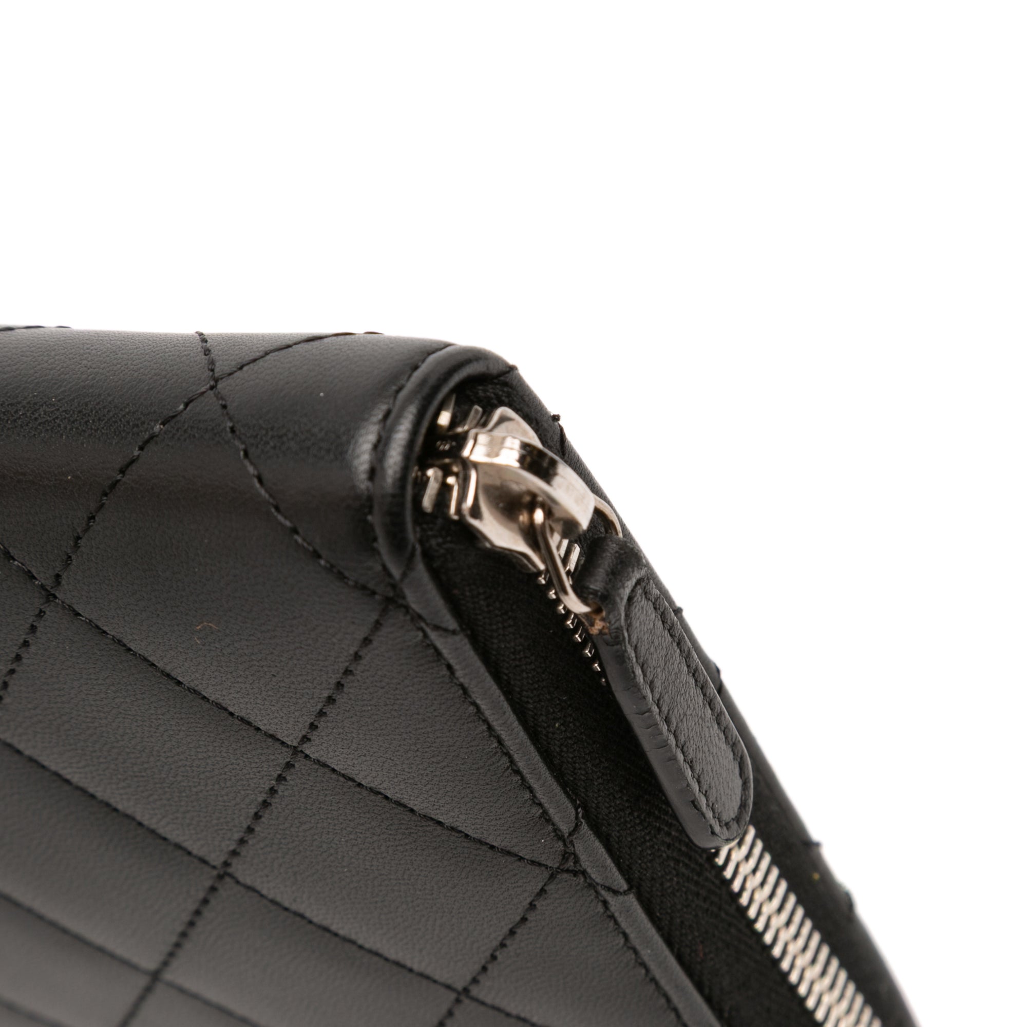 CC Quilted Lambskin Zip Around Wallet