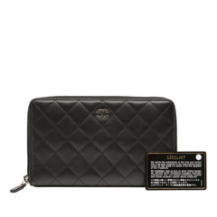 CC Quilted Lambskin Zip Around Wallet