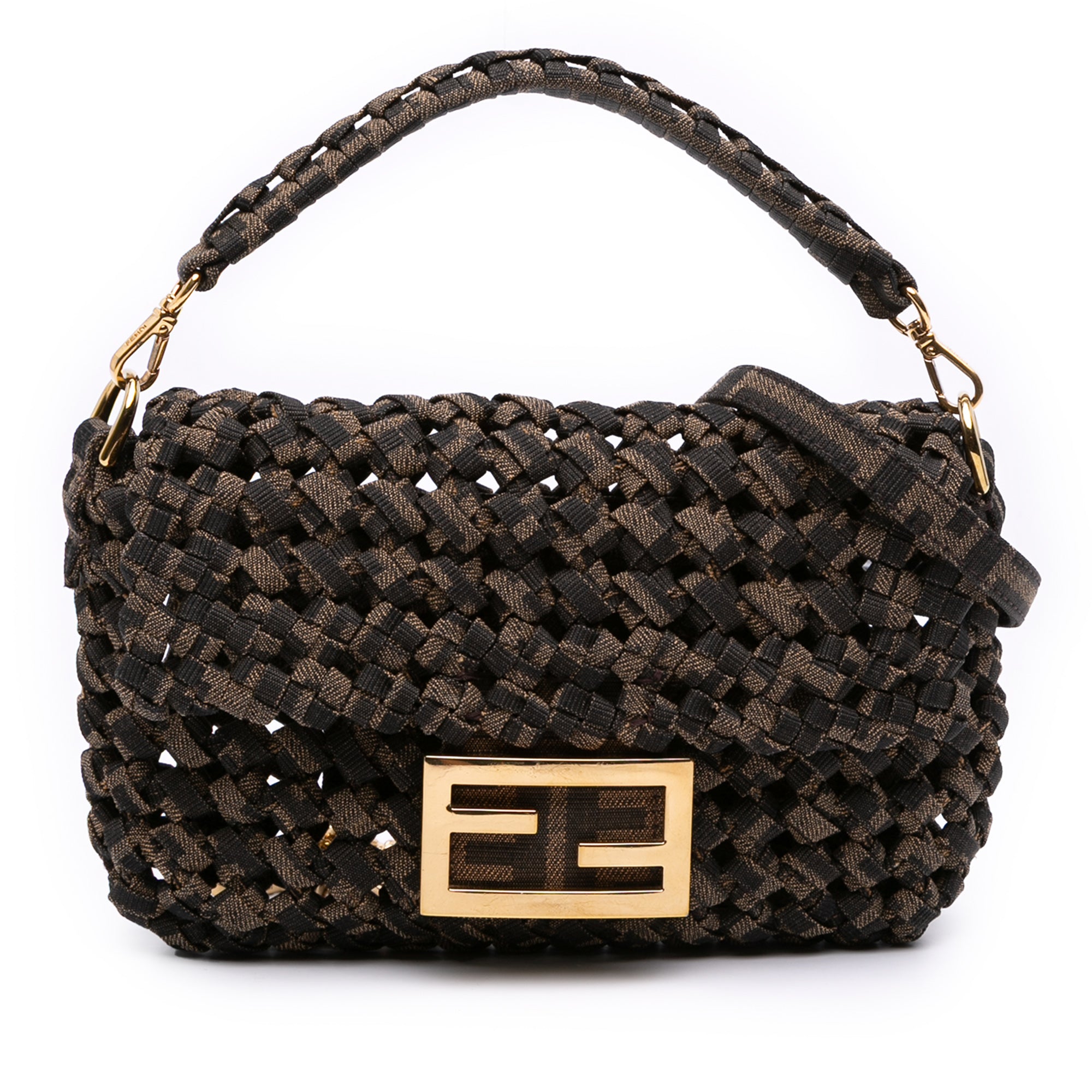 Mini Interlaced Canvas Zucca Baguette Satchel