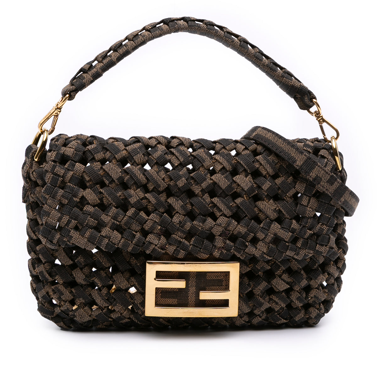 Mini Interlaced Canvas Zucca Baguette Satchel
