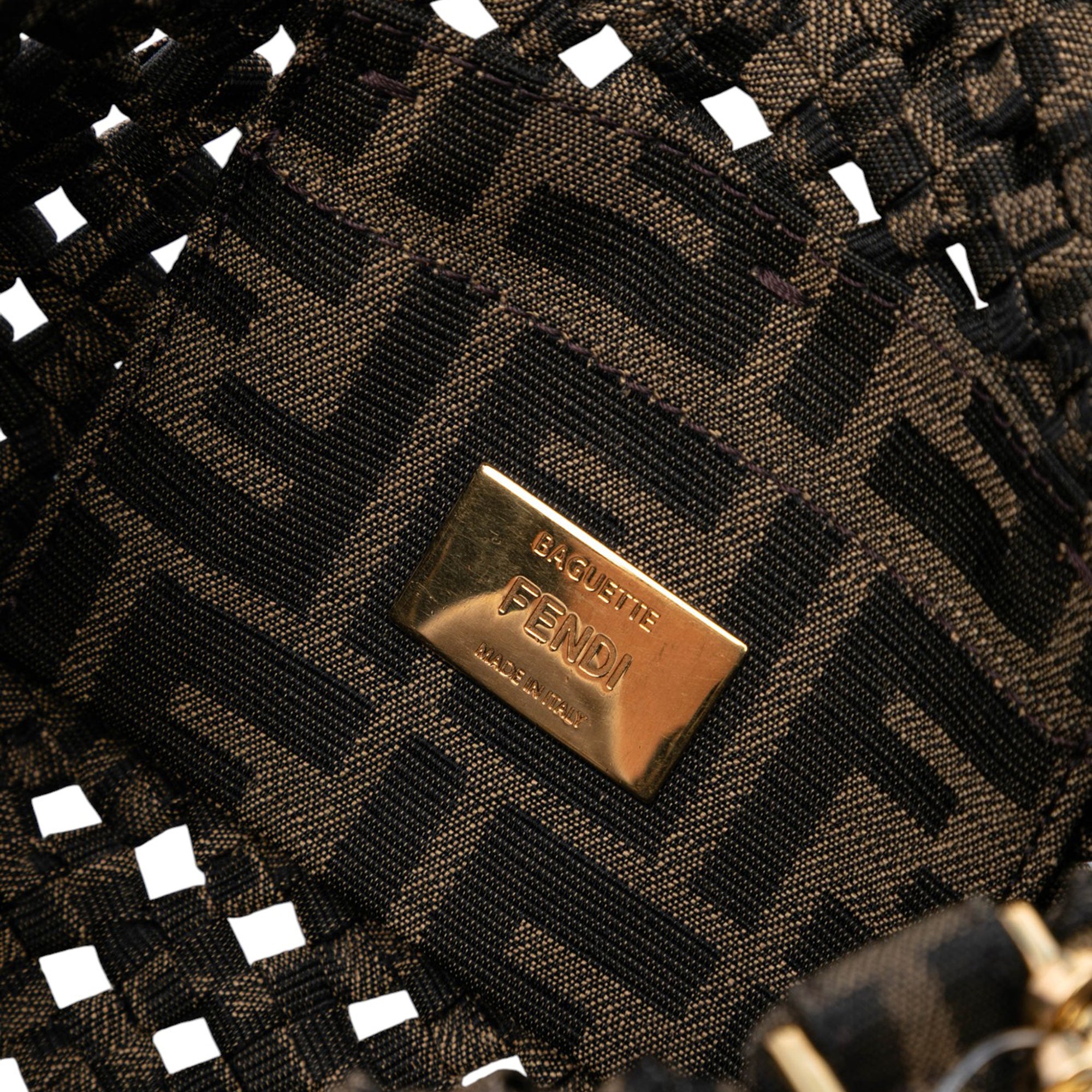 Mini Interlaced Canvas Zucca Baguette Satchel