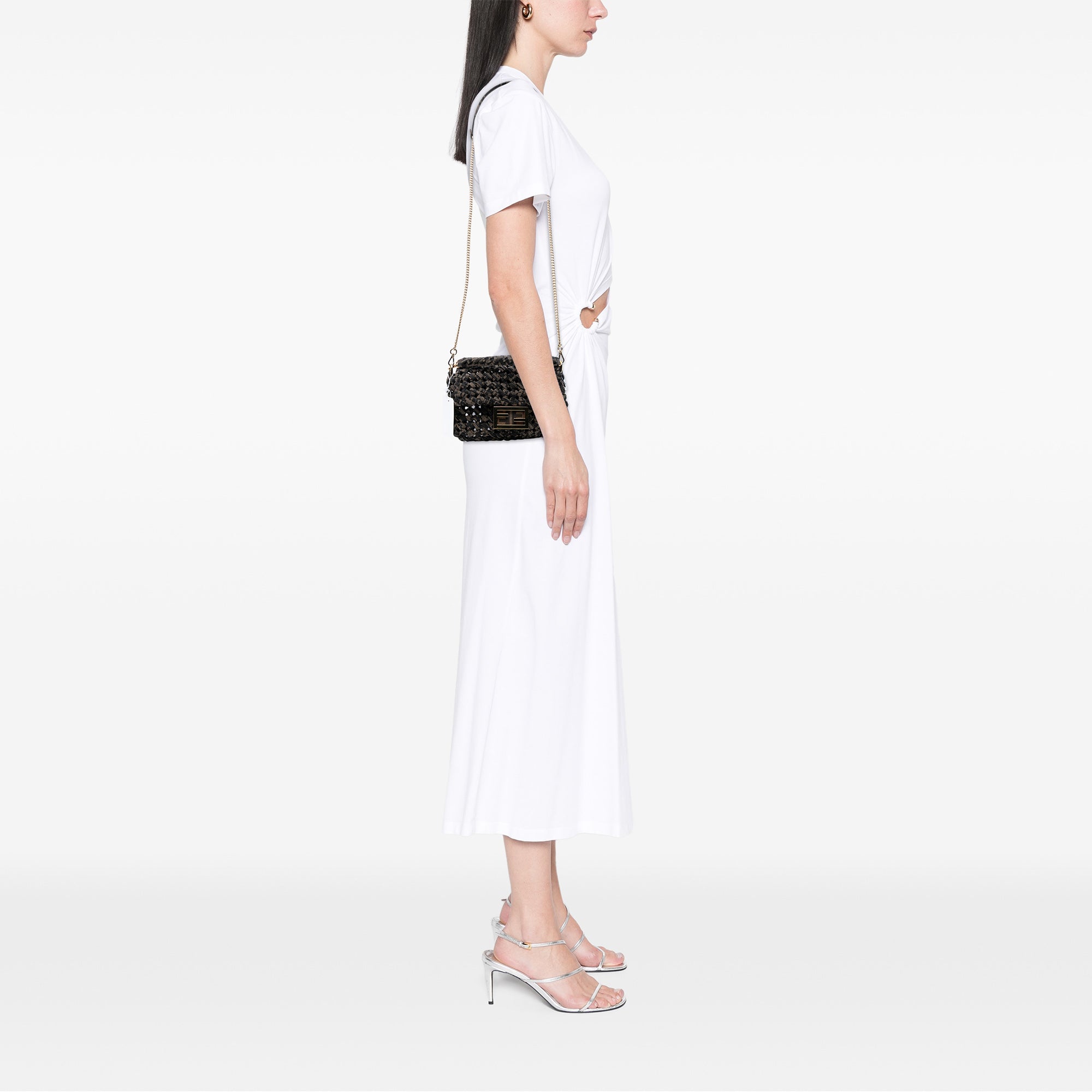 Mini Interlaced Canvas Zucca Baguette Satchel