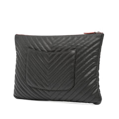 Large CC Chevron Caviar O Case Clutch
