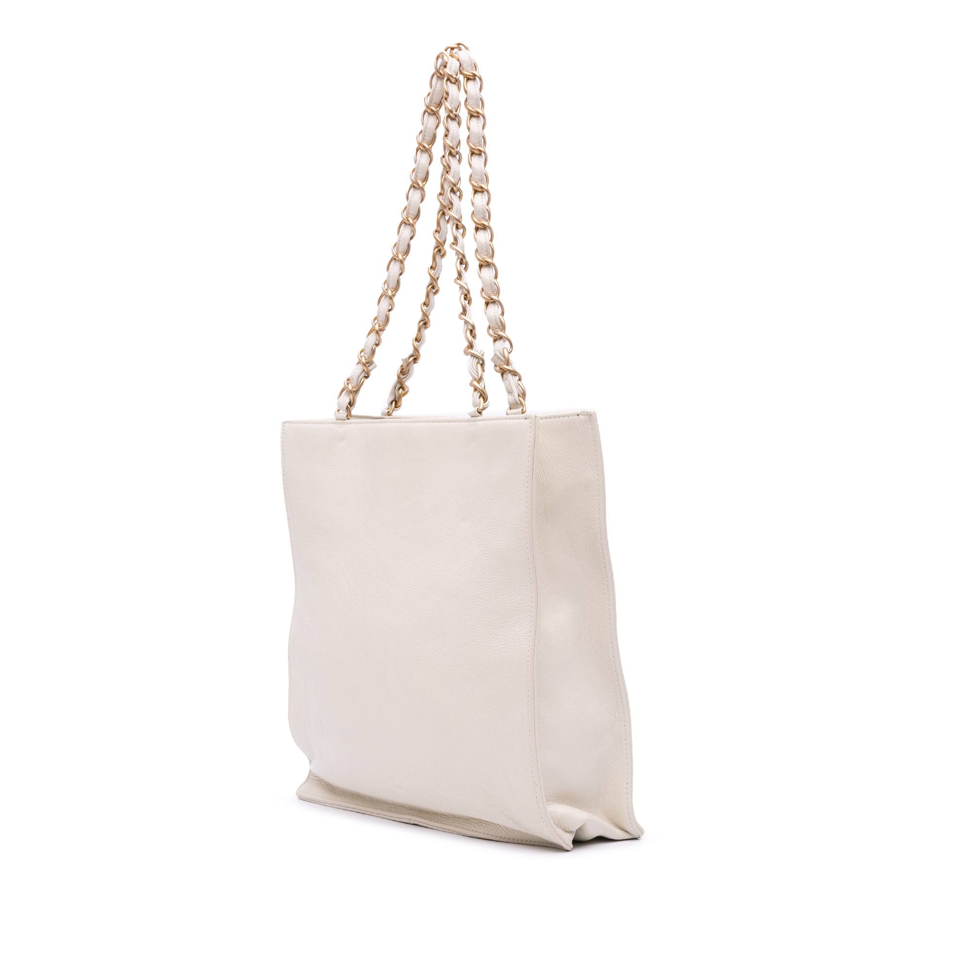 Shiny Aged Calfskin North South Shopping Tote