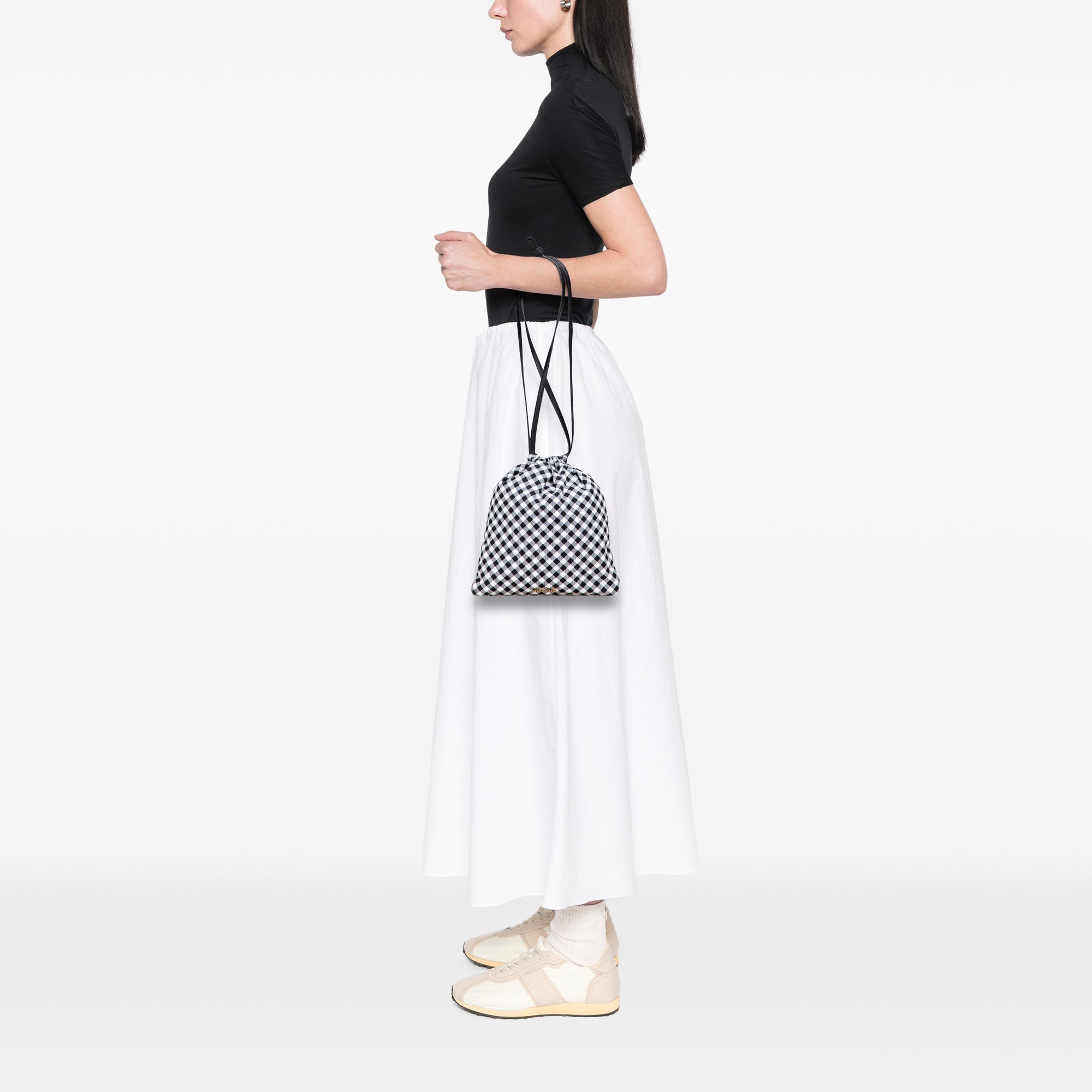 Nylon Gingham Drawstring Pouch