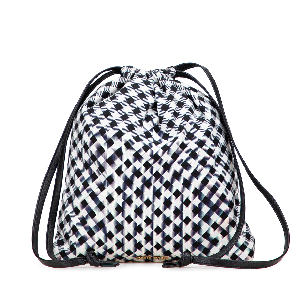 Nylon Gingham Drawstring Pouch