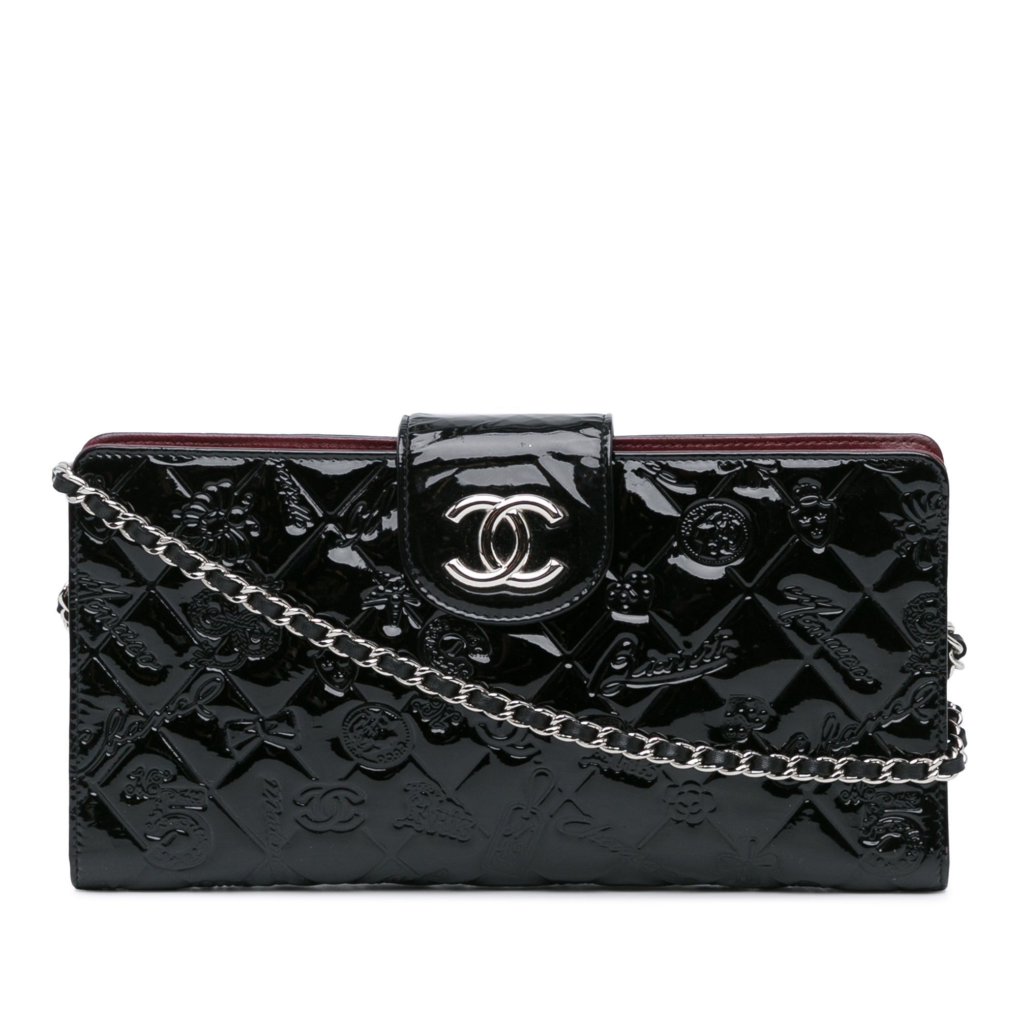 Embossed Patent Lucky Symbols Wallet On Chain