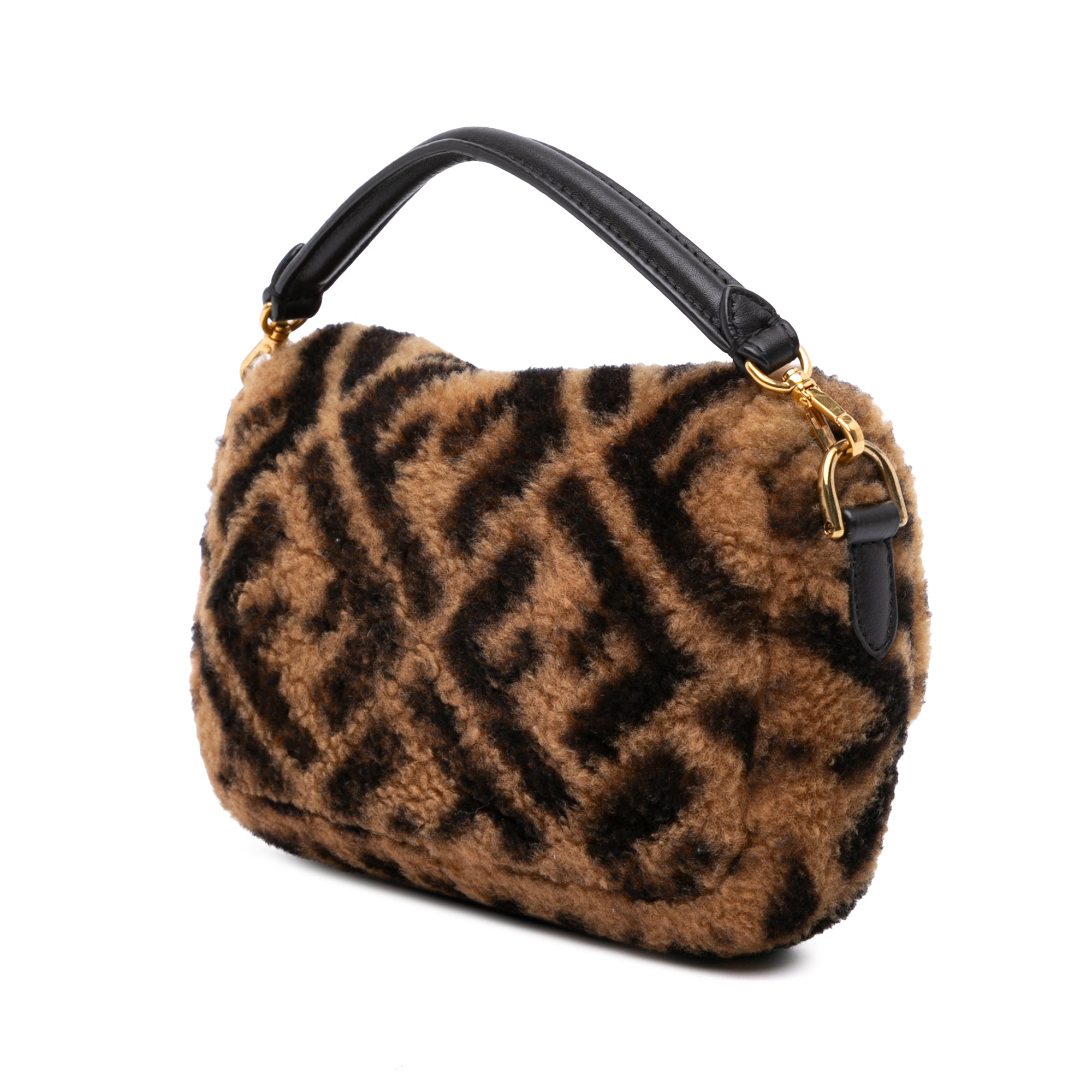 Mini Zucca Shearling Chain Baguette Satchel