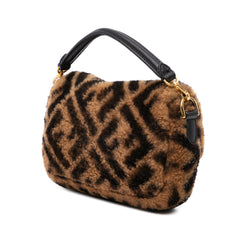 Mini Zucca Shearling Chain Baguette Satchel