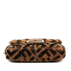 Mini Zucca Shearling Chain Baguette Satchel